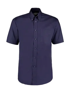 Kustom Kit Premium oxford overhemd met korte mouwen, classic fit in Midnight Navy, voorkant