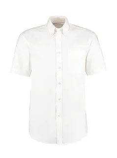 Kustom Kit Premium oxford overhemd met korte mouwen, classic fit in White, voorkant