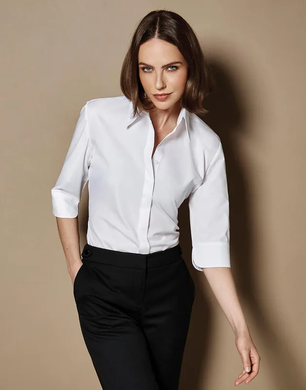 Kustom Kit Dames Continental blouse met driekwartmouw, tailored fit
