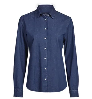 Tee Jays Dames denim blouse in Blue Denim, voorkant