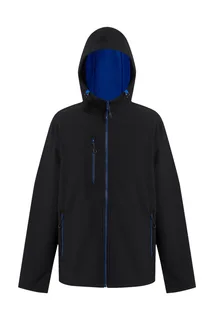 Regatta Professional Navigate 2-layer hooded softshell jacket in Black/New Royal, voorkant