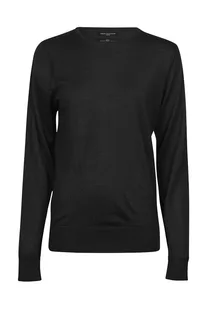 Tee Jays Dames trui met ronde hals in Black, voorkant
