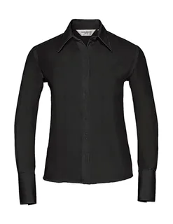 Russell Collection Women's long-sleeved non-iron blouse in Black, voorkant