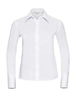 Russell Collection Women's long-sleeved non-iron blouse in White, voorkant