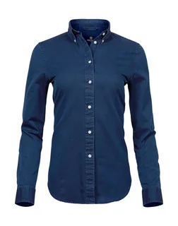 Tee Jays Dames casual twill blouse in Indigo, voorkant