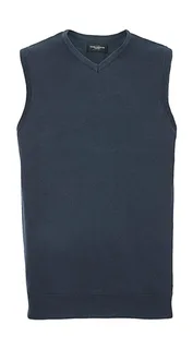 Russell Collection Gebreide spencer met V-hals in French Navy, voorkant