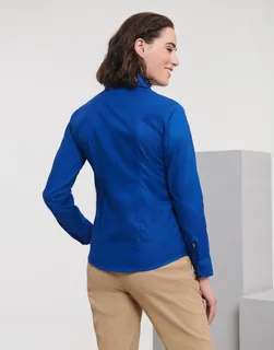 Russell Collection Dames oxford blouse met lange mouwen, kreukarm – foto 1