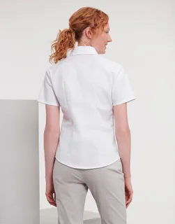 Russell Collection Dames oxford blouse met korte mouwen, kreukarm – foto 1