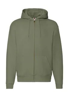 Fruit of the Loom Hoodievest met rits in Classic Olive, voorkant