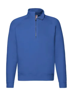 Fruit of the Loom Premium sweater with zip neck in Royal, voorkant