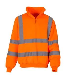 Yoko Fluo sweater met kwartrits in Fluo Orange, voorkant