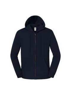Fruit of the Loom Iconic Premium hoodie met rits in Deep Navy, voorkant