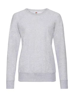 Fruit of the Loom Lady-Fit lichte raglan sweater in Heather Grey, voorkant