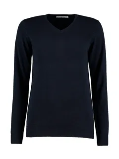 Kustom Kit Dames Arundel sweater, classic fit in Navy, voorkant