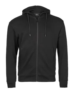 Tee Jays Ribbed interlock full-zip hoodie in Black, voorkant