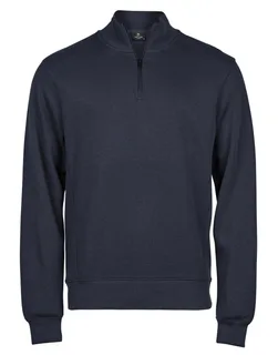Tee Jays Geribde interlock sweater met halve rits in Navy, voorkant