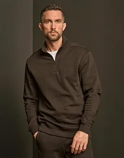 Tee Jays Geribde interlock sweater met halve rits – foto 1