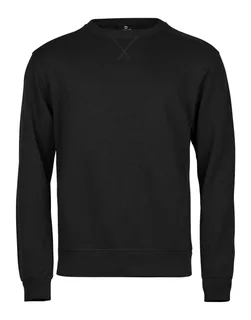 Tee Jays Geribde interlock sweater met ronde hals in Black, voorkant
