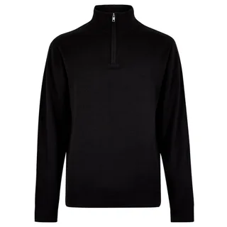 Kustom Kit Regular Fit Arundel 1/4 Zip Sweater in Black, voorkant