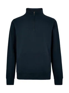 Kustom Kit Piqué sweater met kwartrits in Navy, voorkant
