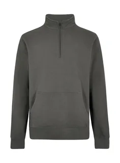 Kustom Kit Piqué sweater met kwartrits in Dark Grey, voorkant