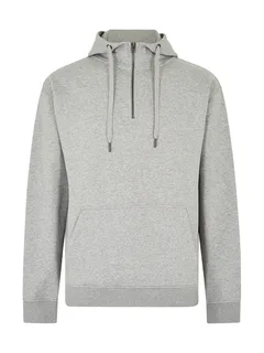 Kustom Kit Regular Fit 1/4 Zip Hoodie in Heather Grey, voorkant