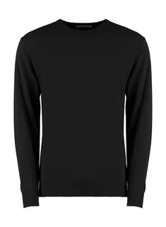 Kustom Kit Arundel crew neck sweater, regular fit in Black, voorkant