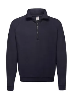 Fruit of the Loom Sweater met ritskraag in Deep Navy, voorkant