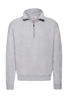 Fruit of the Loom Sweater met ritskraag in Heather Grey, voorkant