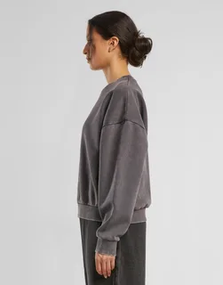 Build Your Brand Dames vintage zware sweater met ronde hals – foto 2