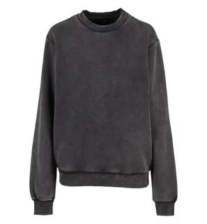 Build Your Brand Dames vintage zware sweater met ronde hals in Magnet, voorkant