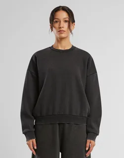 Build Your Brand Dames vintage zware sweater met ronde hals – foto 4