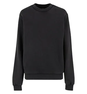 Build Your Brand Dames vintage zware sweater met ronde hals in Black, voorkant