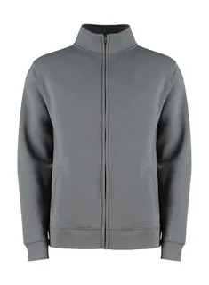 Kustom Kit Sweater met rits, regular fit in Dark Grey Marl, voorkant