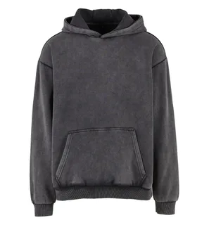 Build Your Brand Vintage Heavy Hoody in Magnet, voorkant