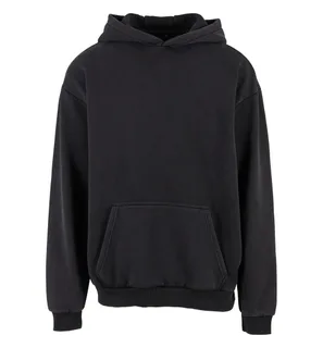 Build Your Brand Vintage Heavy Hoody in Black, voorkant