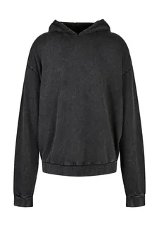 Build Your Brand Acid-washed oversized hoodie in Black, voorkant