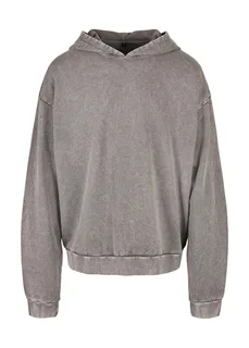 Build Your Brand Acid-washed oversized hoodie in Asphalt, voorkant