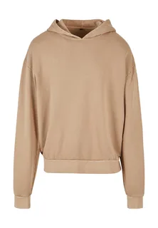 Build Your Brand Acid-washed oversized hoodie in Union Beige, voorkant