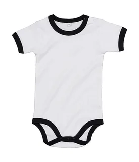 Babybugz Baby Ringer Bodysuit in White/Black, voorkant
