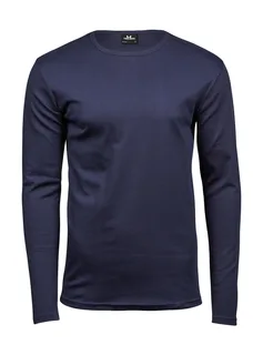 Tee Jays Men's long-sleeved interlock T-shirt in Navy, voorkant