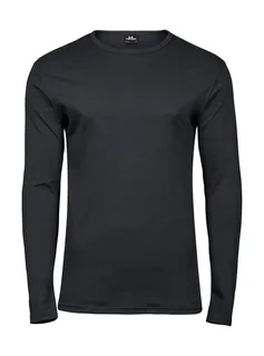 Tee Jays Men's long-sleeved interlock T-shirt in Dark Grey, voorkant