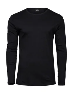 Tee Jays Men's long-sleeved interlock T-shirt in Black, voorkant