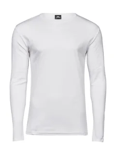 Tee Jays Men's long-sleeved interlock T-shirt in White, voorkant