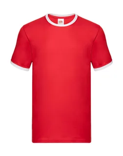 Fruit of the Loom Ringer T-shirt in Red/White, voorkant