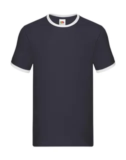 Fruit of the Loom Ringer T-shirt in Navy/White, voorkant