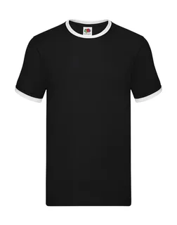 Fruit of the Loom Ringer T-shirt in Black/White, voorkant