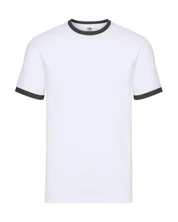 Fruit of the Loom Ringer T-shirt in White/Black, voorkant