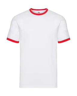 Fruit of the Loom Ringer T-shirt in White/Red, voorkant