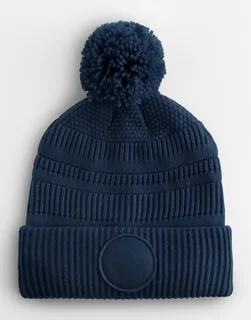 Beechfield Fan Patch Beanie in French Navy, voorkant